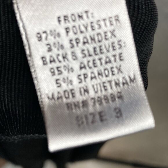 Chicos Travelers XL 16 Top Black Metallic Long Sleeves Tiers Stretch Womens - Picture 6 of 8